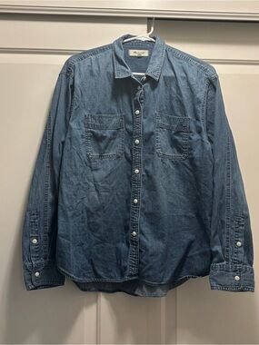 Madewell denim button up, size L